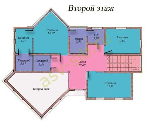План второго этажа коттеджа со вторым светом, оз. Байкал.